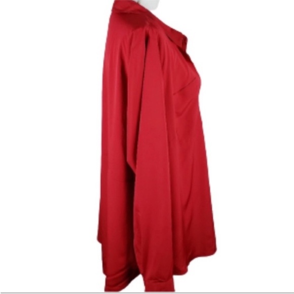 NWOT 26/28 Lane Bryant Red Button Front Long Sleeve Blouse - Picture 7 of 10